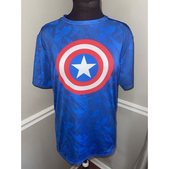 Under Armour Other - Under Armour Marvel Captain America Mens 3XL‎ Compression Shirt Heat Gear Blue